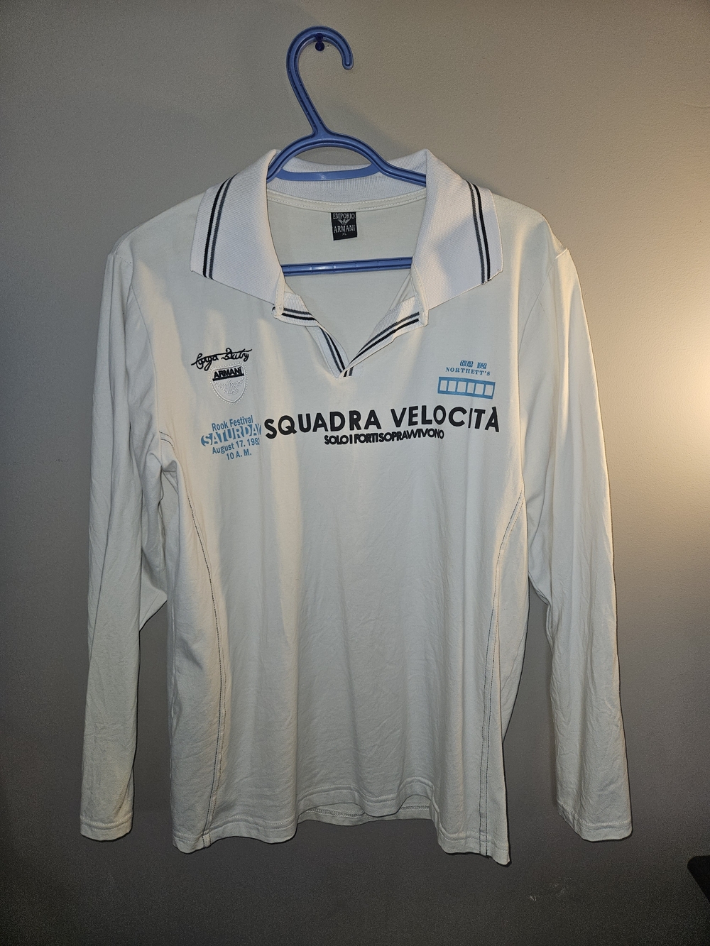Emporio Armani White Polo with Navy Trim Squadra Velocita Never Worn Size XL (M)